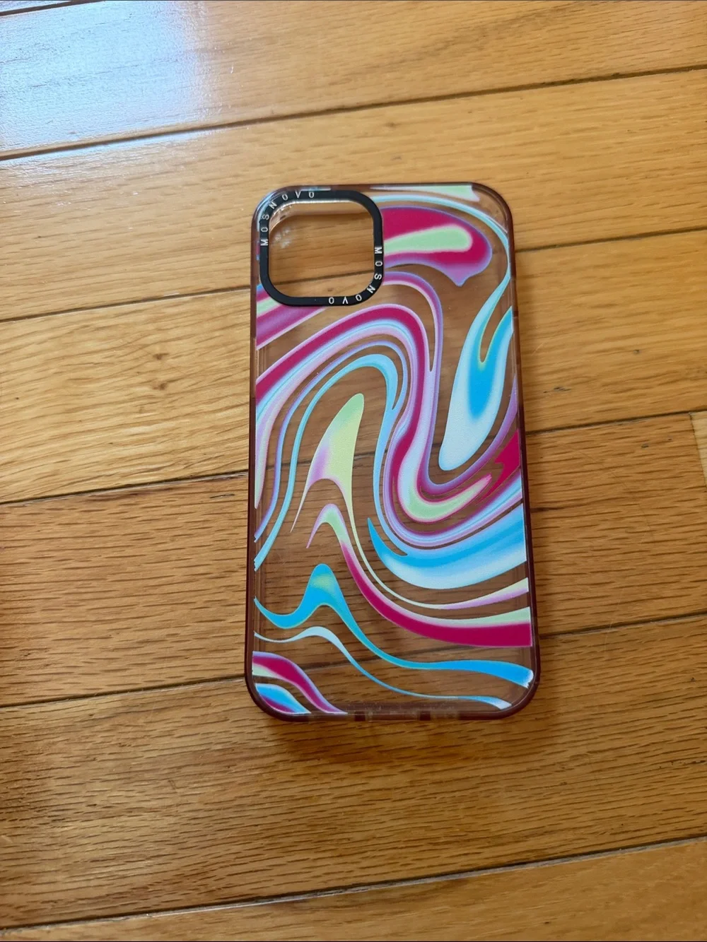 Colorful Swirl Protective Phone Case — Pink, Blue & Brown